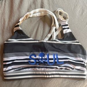 Lululemon Soul Cycle Sports Bra - Black and White Striped Sports Bra